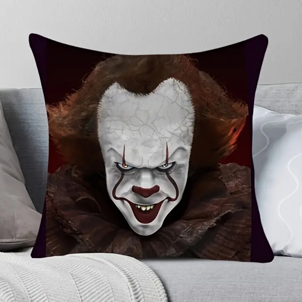 Pennywise throw pillowcase and 2 ornaments